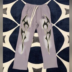 Hellstar Gray Flames Sweatpants Mens Size Large